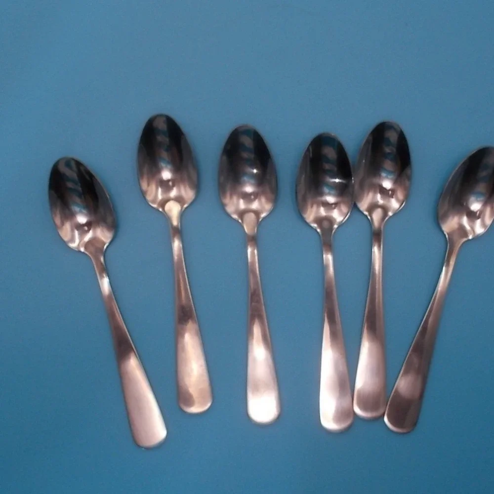 Set of 6 World Stainless Steel Teaspoons Minimalist Modern Silverware Flatware